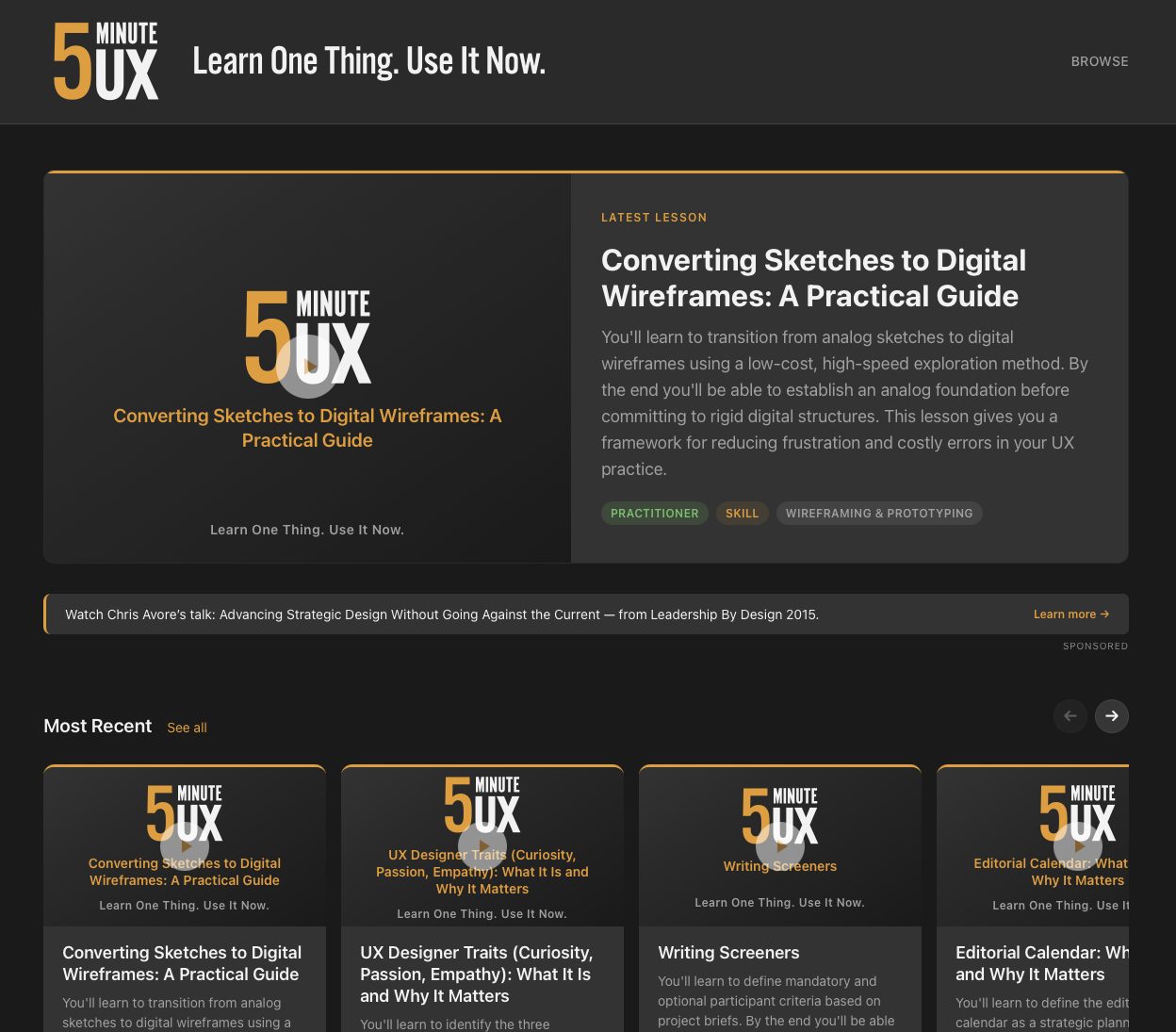 The 5 Minute UX home page