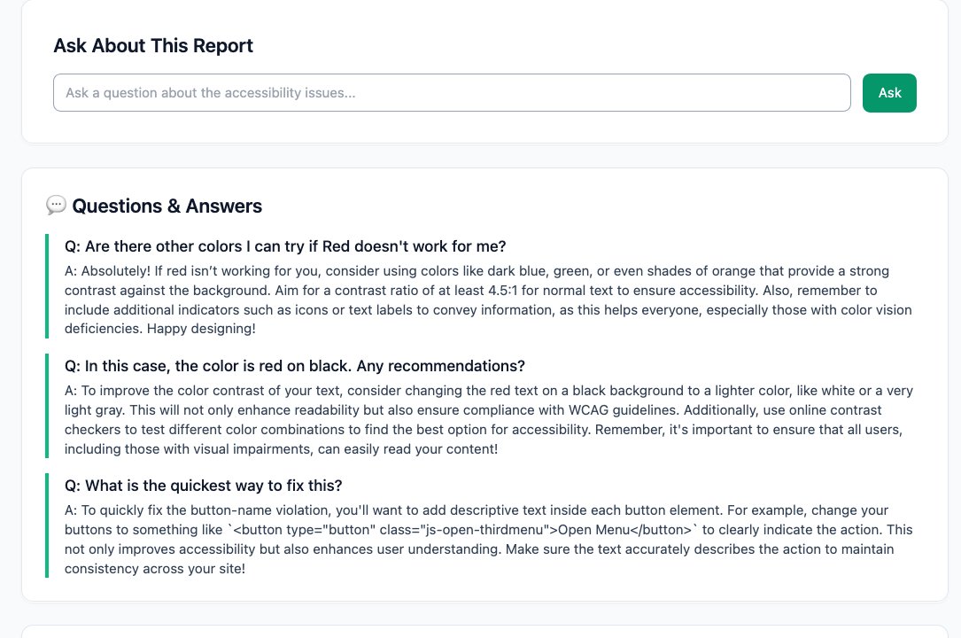 Asking the report questions: a conversation that returns WCAG-grounded fixes for the issues the scan found