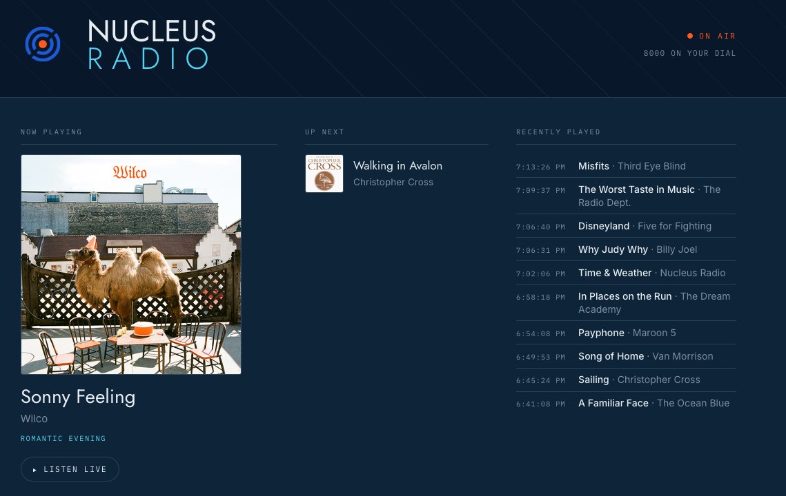 The Nucleus Radio station page