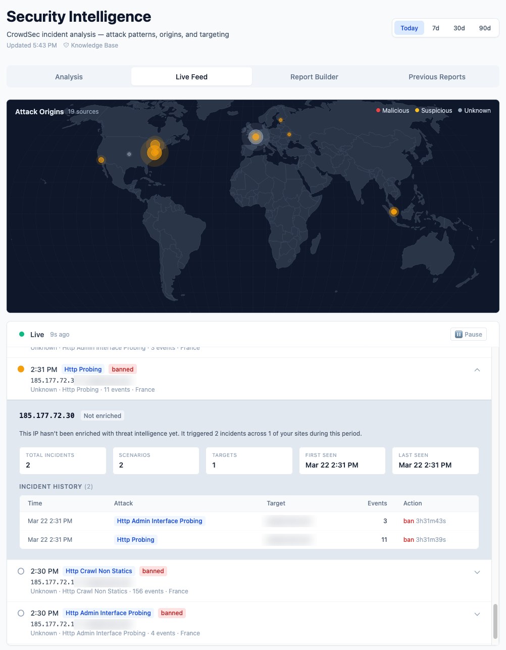 The HomeLab Security live attack map