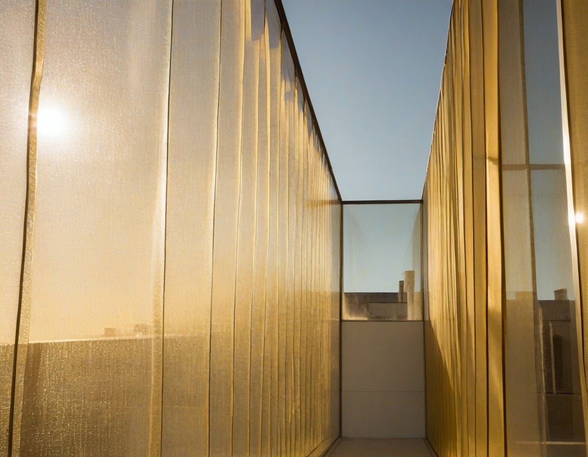Warm light passing through ordered translucent glass panels, an abstract image of clarity and structure